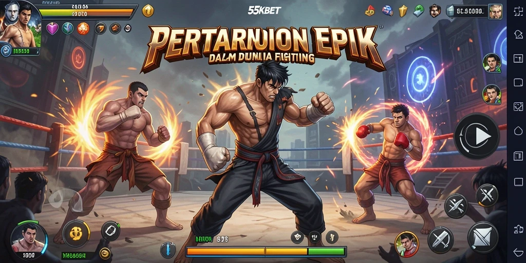 Tangkapan layar 55KBET menampilkan aksi pertarungan yang intens dan mendebarkan.