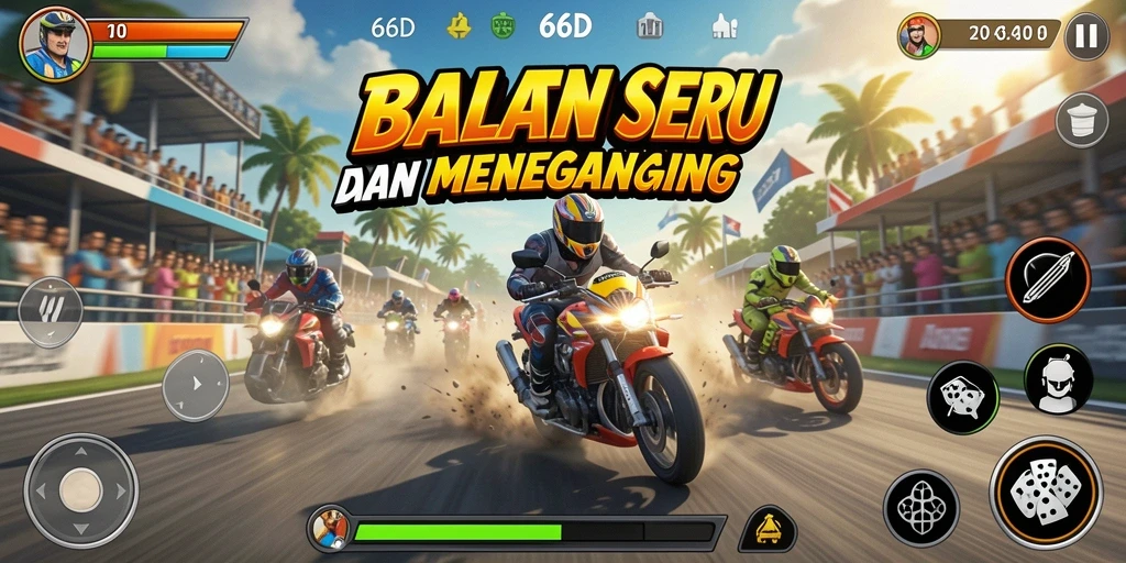 Gameplay 66D menampilkan aksi balap yang intens dan mendebarkan.