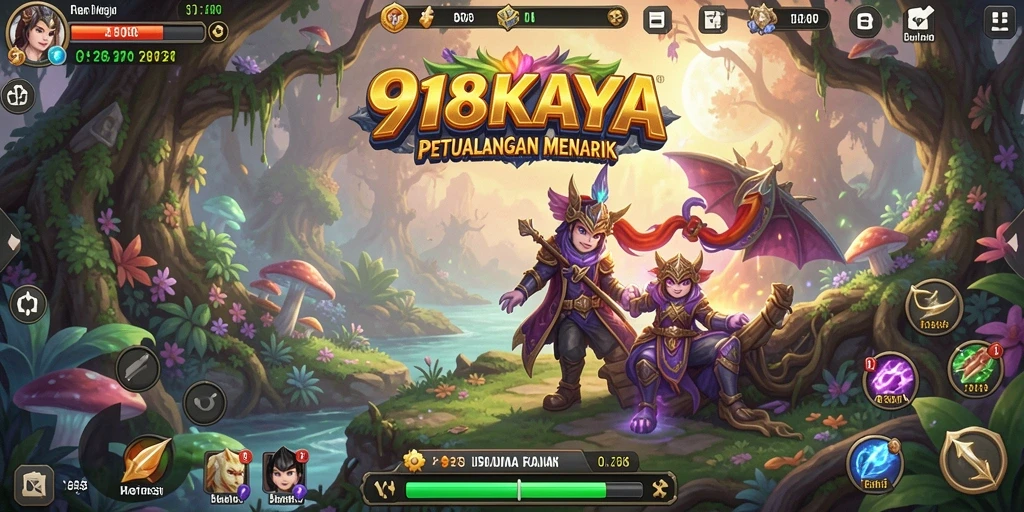 Screenshot gameplay 918KAYA menunjukkan petualangan seru di dunia fantasi.