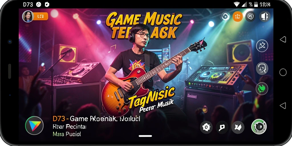 Tampilan gameplay D73 yang menarik dengan berbagai lagu.