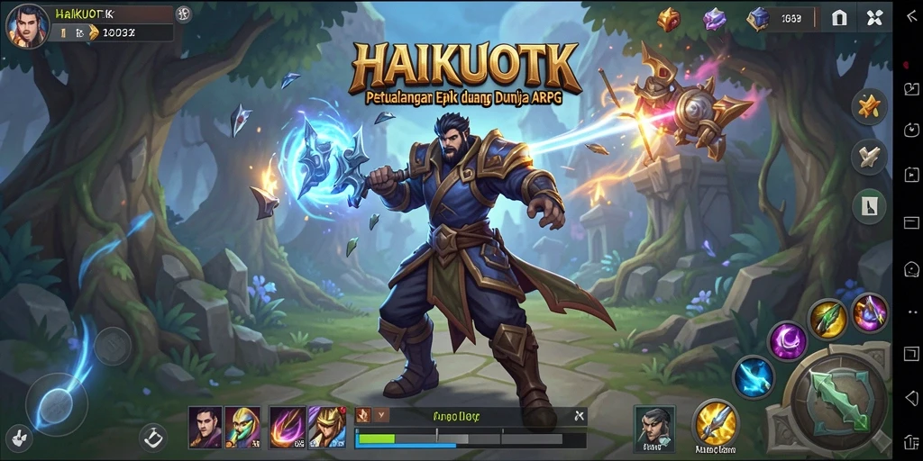 Screenshot gameplay HAIKUOTK dengan pertarungan epik dan grafik yang menawan.