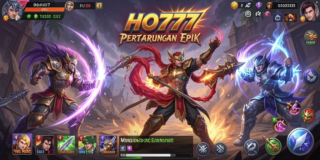 Tangkapan layar utama HO777 menunjukkan pertarungan mendebarkan antara dua karakter.