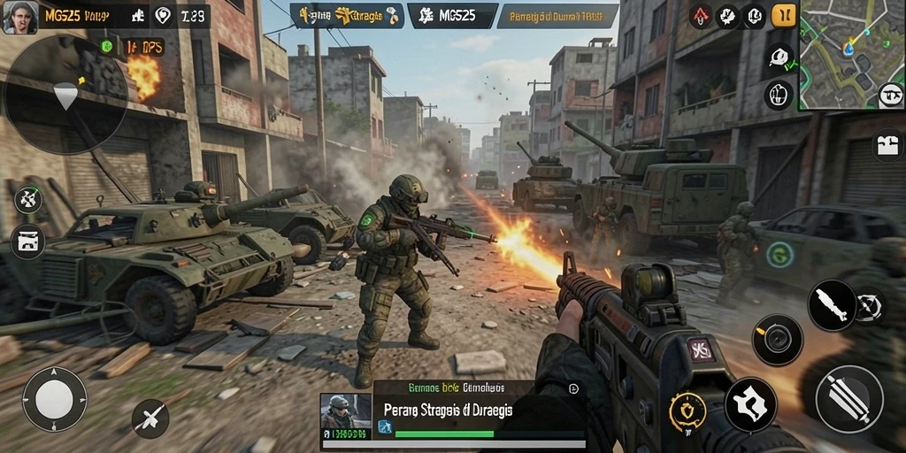 Screenshot MG525 menampilkan aksi intens dalam pertempuran TPS.
