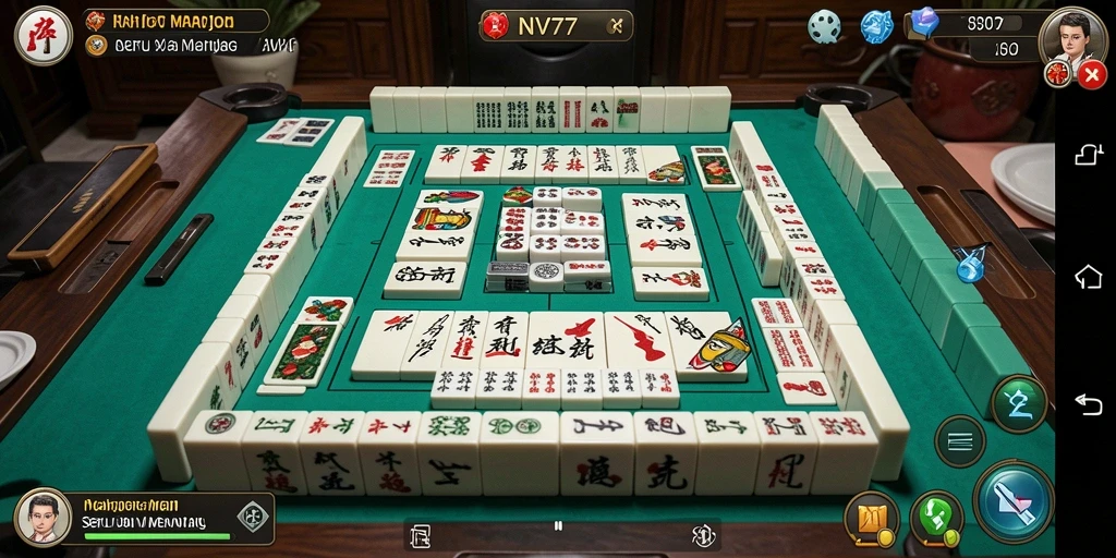 Tampilan gameplay NV77 yang menarik dalam permainan Mahjong.