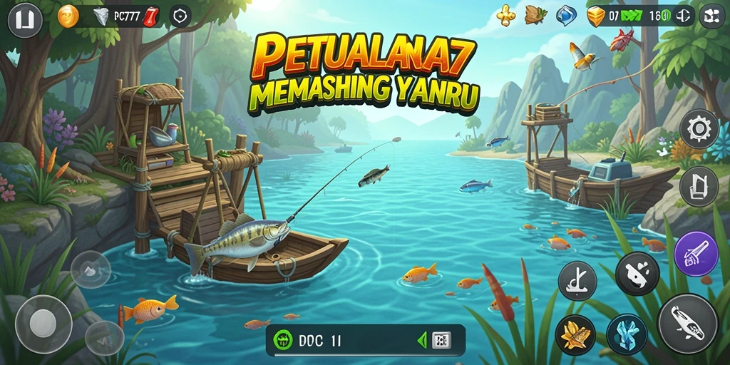 Gameplay PC777 yang seru dengan berbagai jenis ikan yang dapat ditangkap.