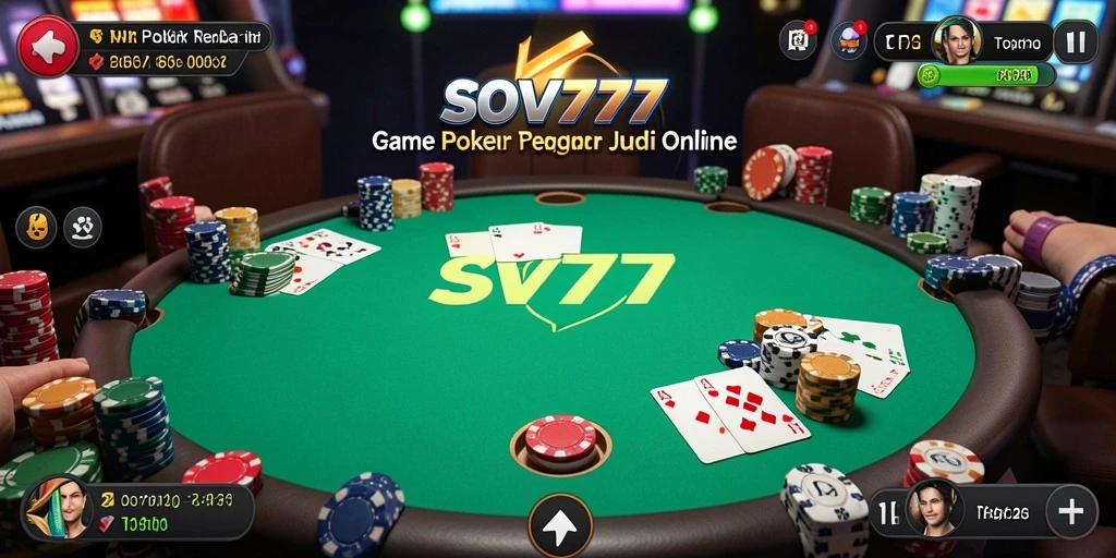 Screenshot gameplay SOV777 menampilkan aksi poker yang seru.