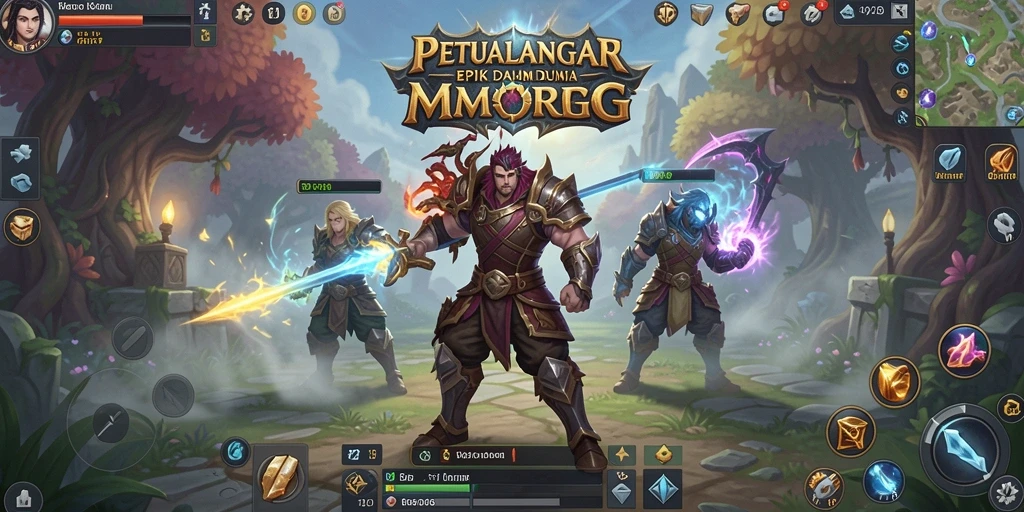 Tampilan gameplay V21 yang epik dalam petualangan MMORPG.
