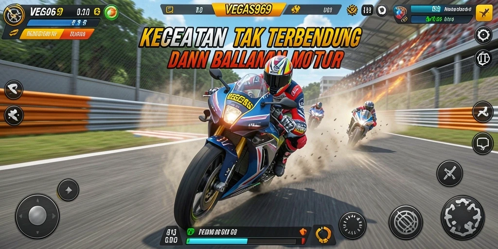 Tampilan gameplay VEGA969 yang mendebarkan di lintasan balap.