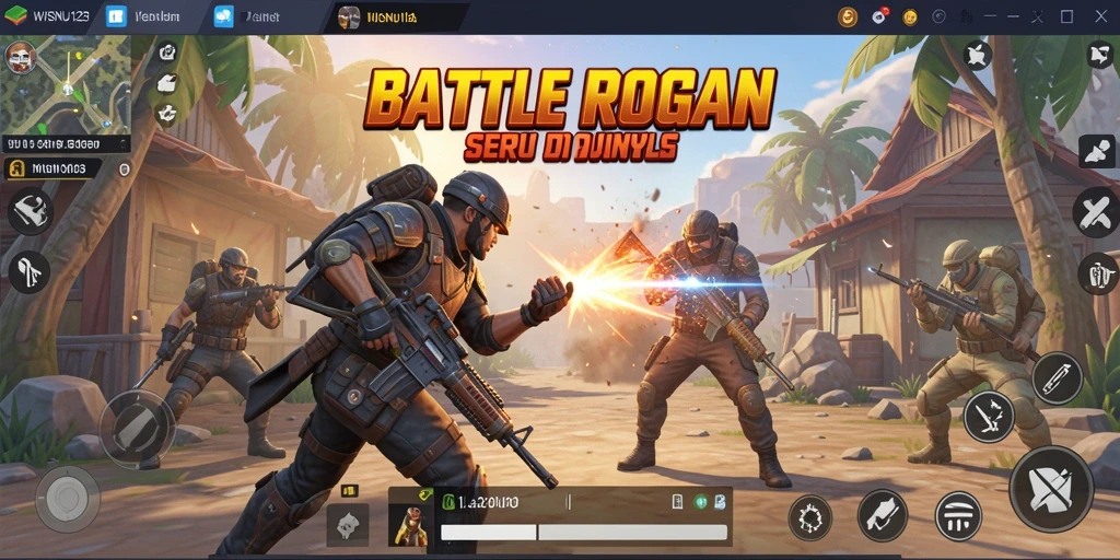 Screenshot gameplay WISNU123 yang menunjukkan aksi Battle Royale.